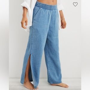 Aerie Pool To Party Gauze Chambray Pants